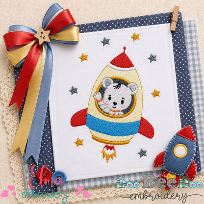 Cosmic Teddy Rocket - Fill Stitch - Machine Embroidery Design