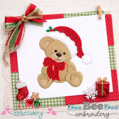 Christmas Teddy Bear - Appliqué – Machine Embroidery Design