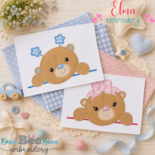 Peekaboo Teddy Bear Faces Bundle - Appliqué - Machine Embroidery Design
