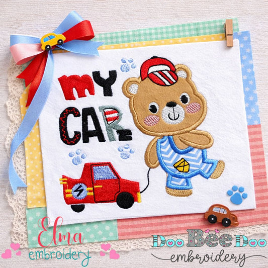 Teddy Bear My Car - Appliqué - Machine Embroidery Design