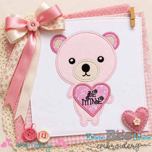 Be Mine Teddy Bear - Appliqué – Machine Embroidery Design