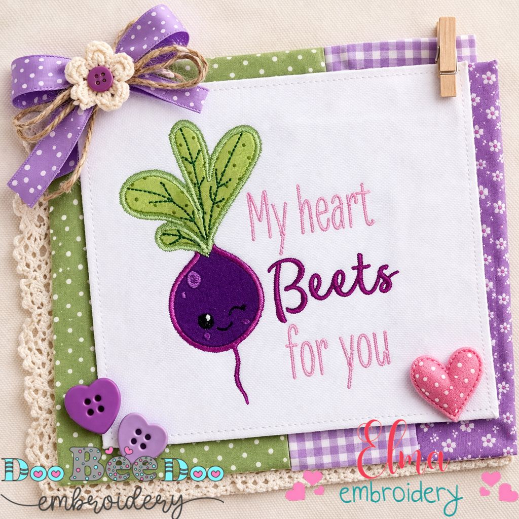 My Heart Beets for You - Appliqué - Machine Embroidery Design
