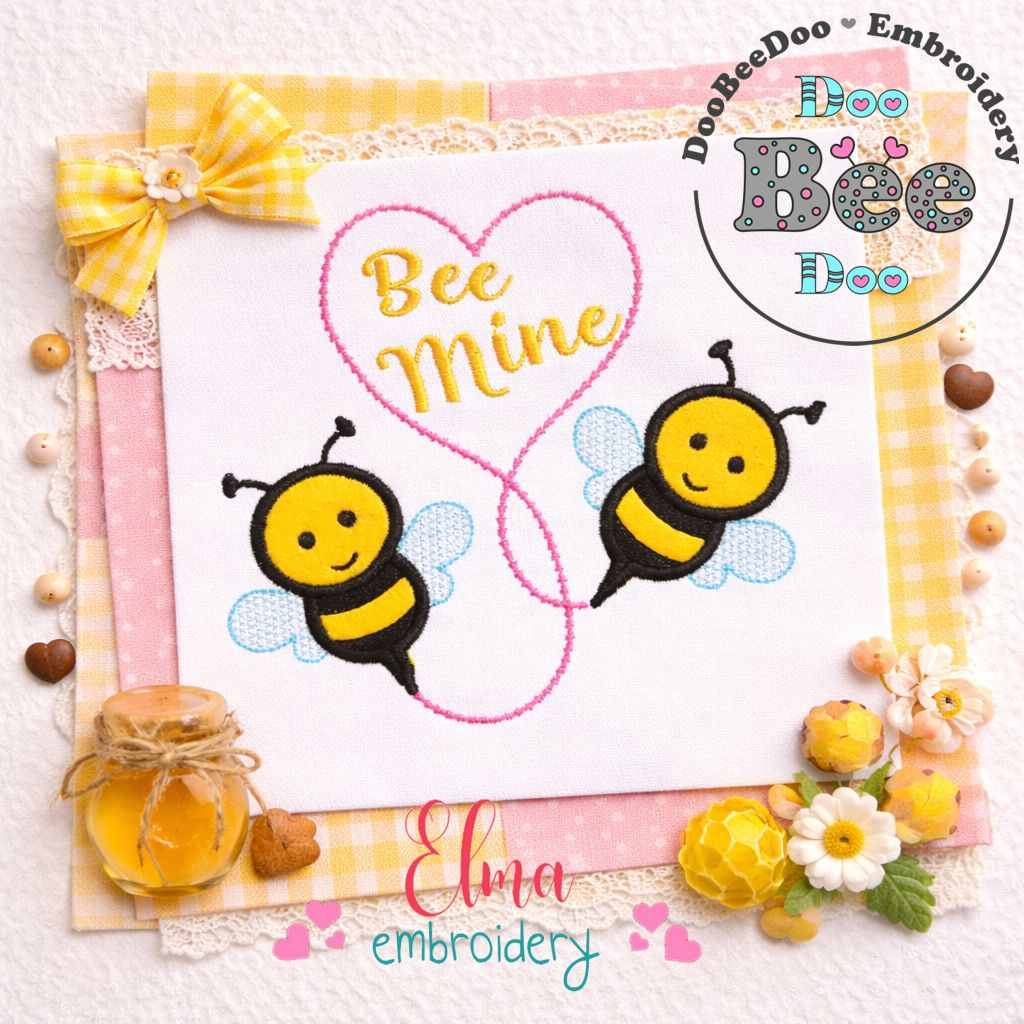 Bee Mine Bumble Bees – Appliqué – Machine Embroidery Design