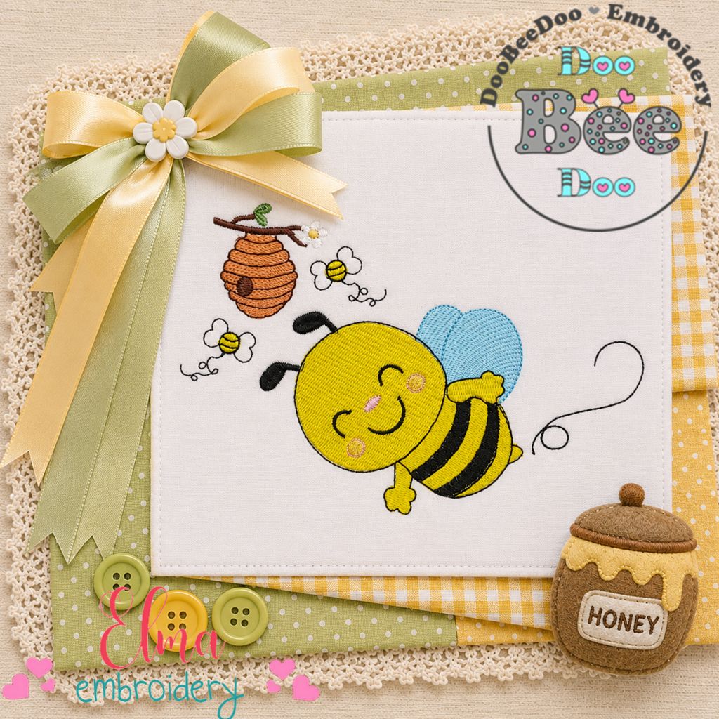 Bee Happy Buzz - Fill Stitch - Machine Embroidery Design