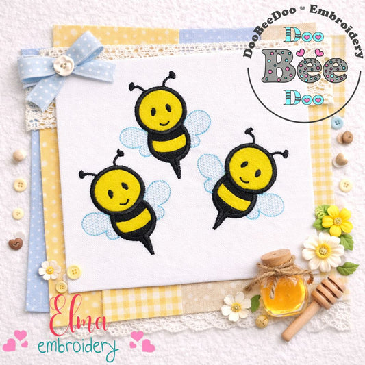Three Bumble Bee Boys – Appliqué – Machine Embroidery Design