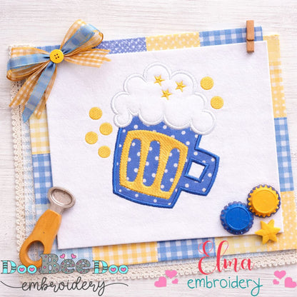 Frothy Beer Mug - Appliqué - Machine Embroidery Design