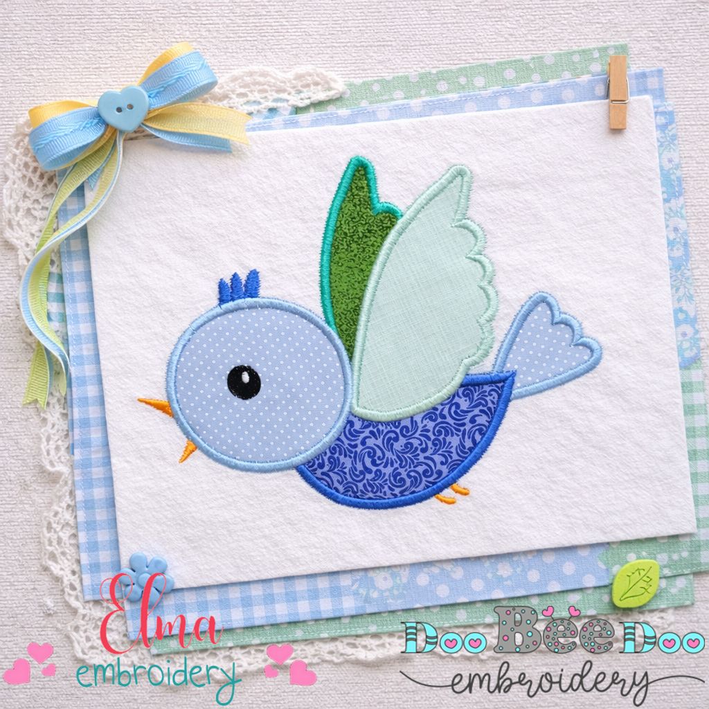Cute Flying Bird - Appliqué - Machine Embroidery Design