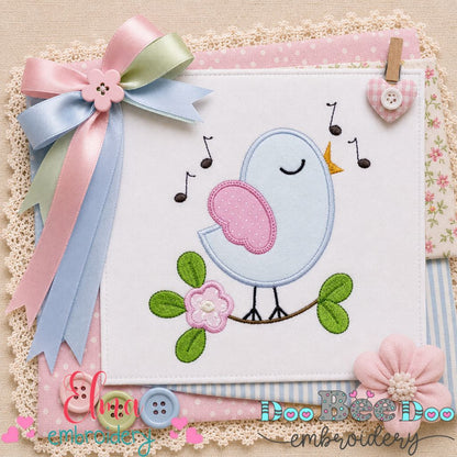 Sweet Singing Bird - Appliqué - Machine Embroidery Design