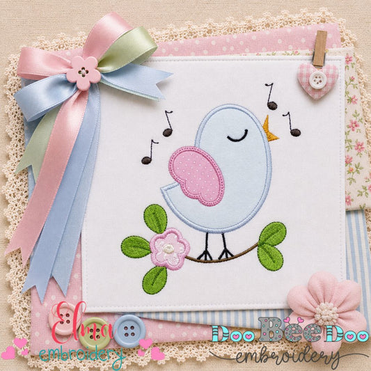Sweet Singing Bird - Appliqué - Machine Embroidery Design
