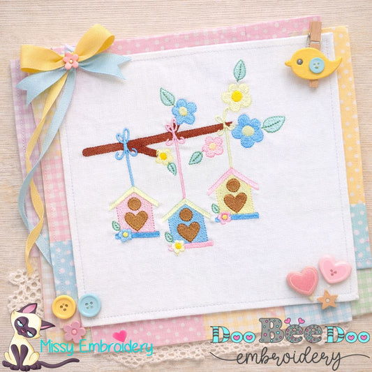 Sweet Hanging Birdhouses – Fill Stitch – Machine Embroidery Design