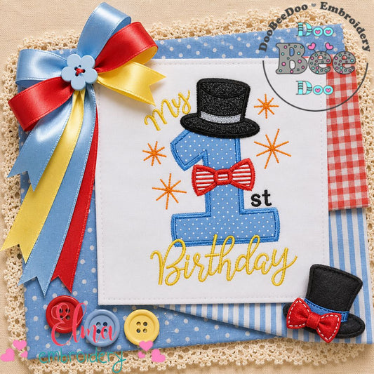 Little Gentleman First Birthday - Applique - Machine Embroidery Design