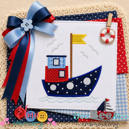 Little Harbor Boat - Appliqué - Machine Embroidery Design
