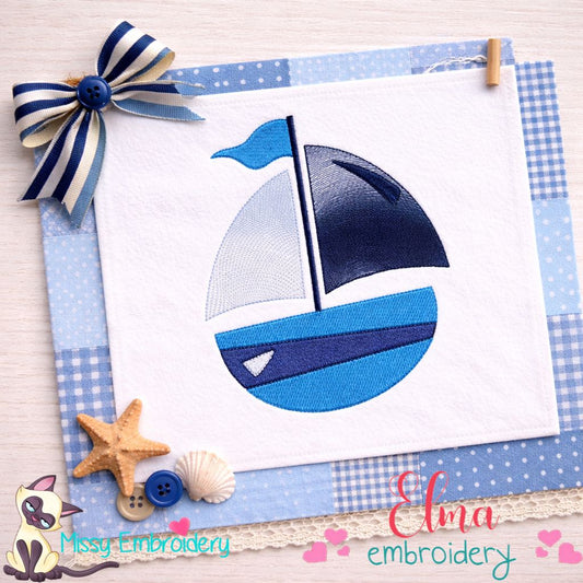 Sailboat - Rippled Stitch - Machine Embroidery Design