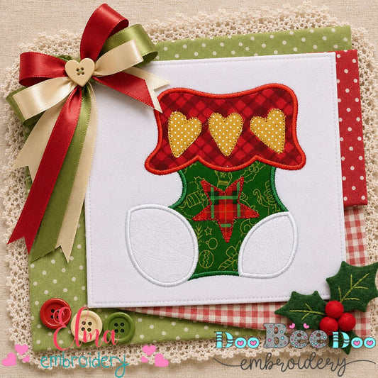 Sweet Christmas Stocking - Appliqué - Machine Embroidery Design