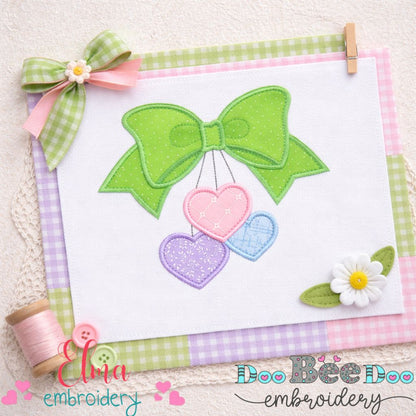 Sweet Bow with Hearts – Appliqué – Machine Embroidery Design