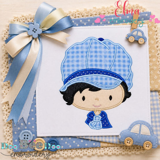 Cute Little Boy Cap - Appliqué - Machine Embroidery Design