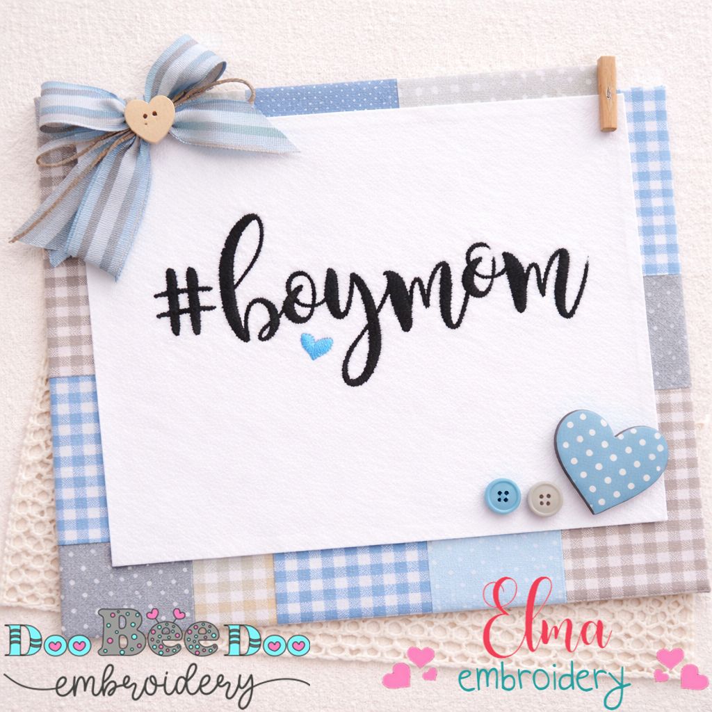 Boy Mom Hashtag - Satin Stitch - Machine Embroidery Design