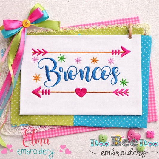 Arrows and Sparkles Broncos – Satin Stitch – Machine Embroidery Design