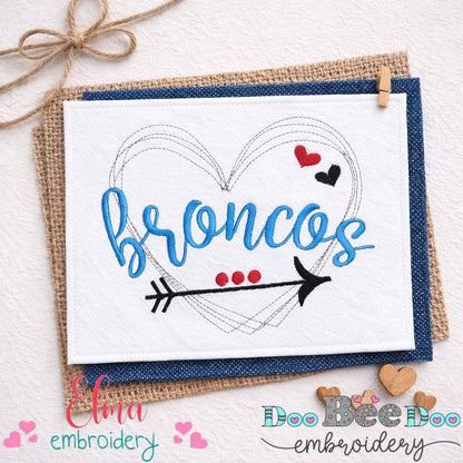 Heart Broncos – Satin Stitch – Machine Embroidery Design