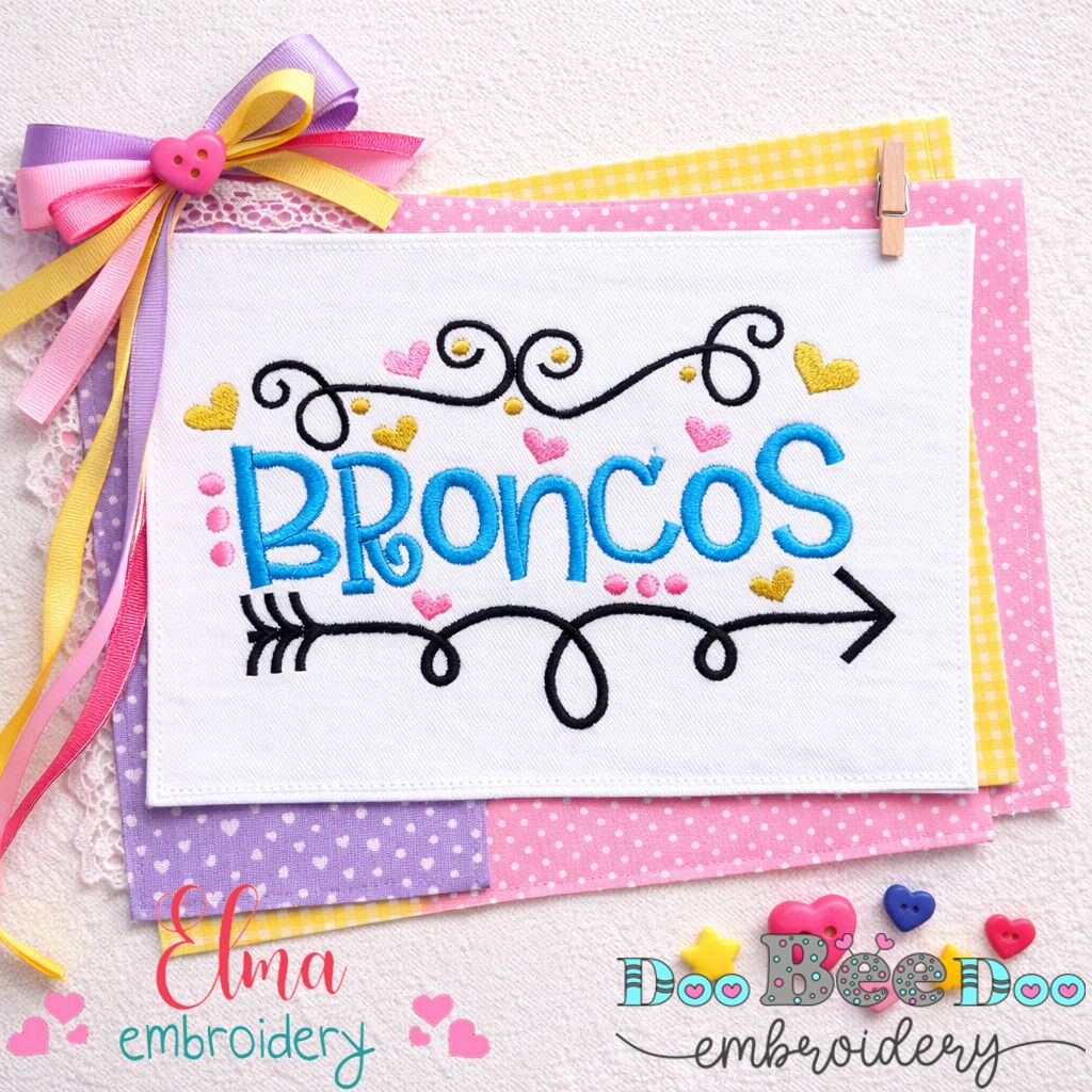 Broncos with Fun Arrows – Satin Stitch – Machine Embroidery Design