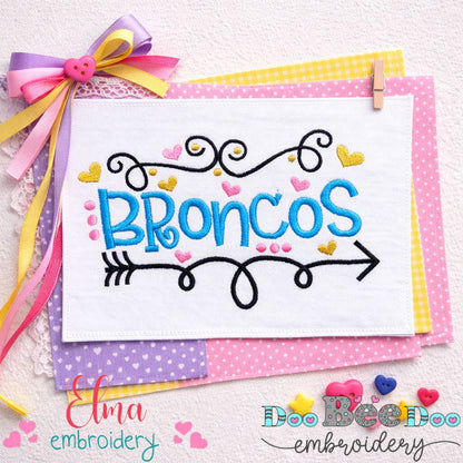 Broncos with Fun Arrows – Satin Stitch – Machine Embroidery Design
