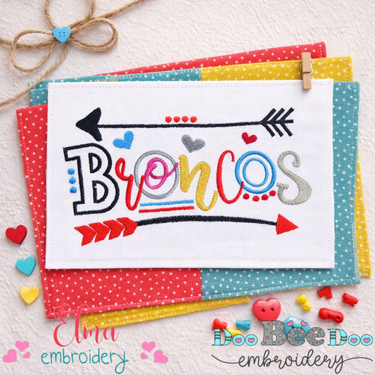 Colorful Broncos with Arrows – Satin Stitch – Machine Embroidery Design
