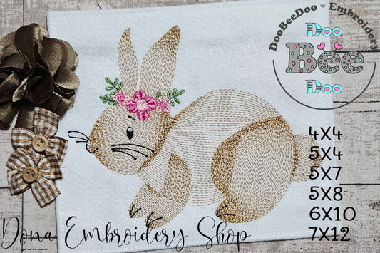 💐 Sweet Rippled Bunny & Blooms 🌼 – Rippled Stitch - Machine Embroidery Design