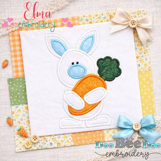 Bunny Boy Holding a Big Carrot – Appliqué – Machine Embroidery Design