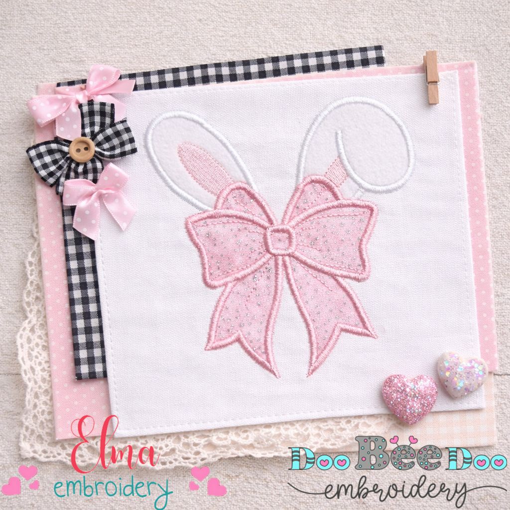 Bunny Ears Bow – Appliqué – Machine Embroidery Design