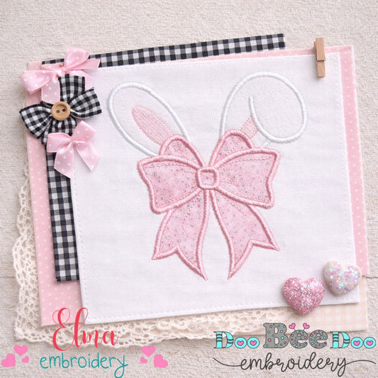 Bunny Ears Bow – Appliqué – Machine Embroidery Design