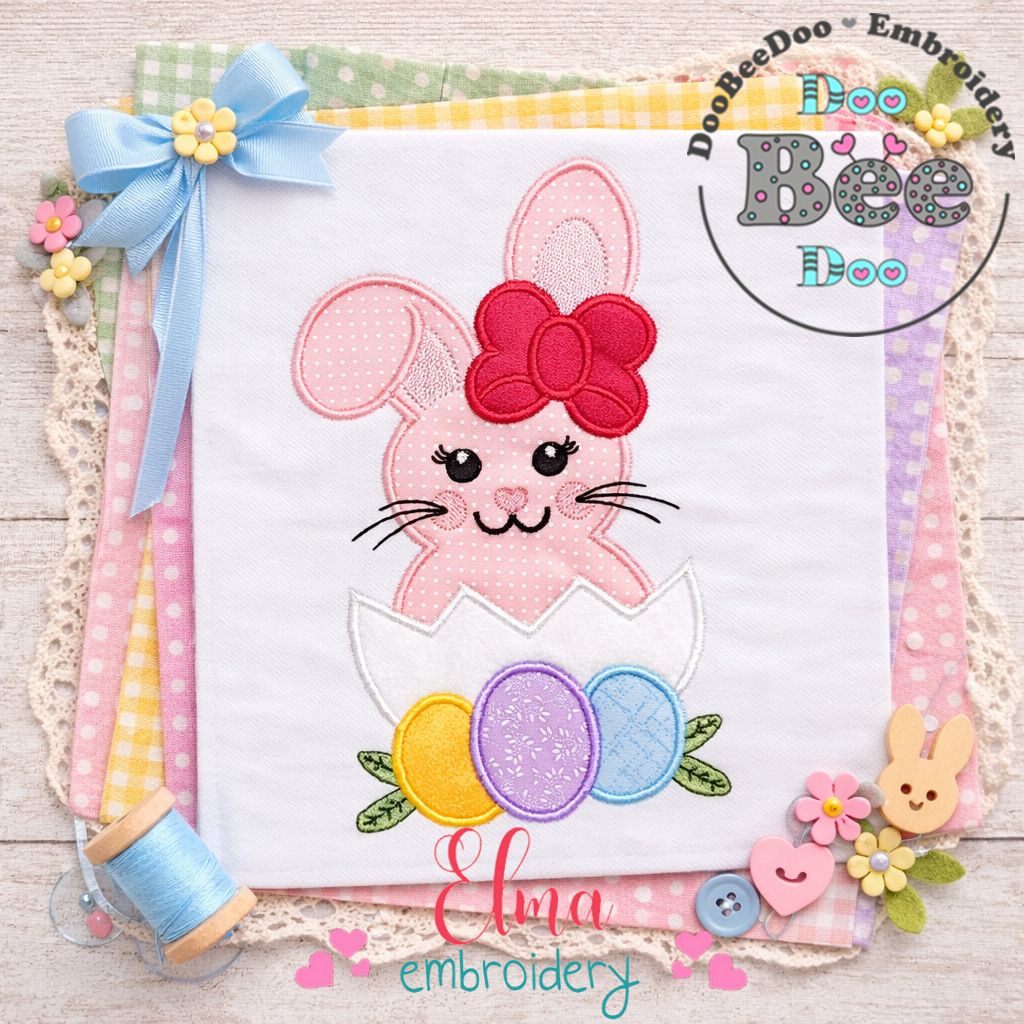Easter Bunny in Egg - Appliqué – Machine Embroidery Design