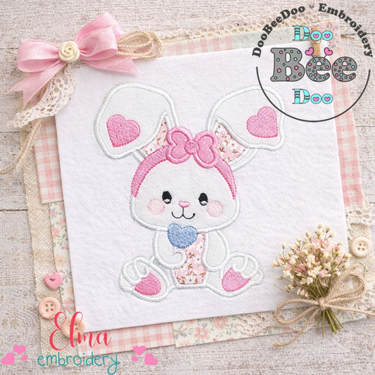 Cute Easter Bunny Girl – Appliqué – Machine Embroidery Design
