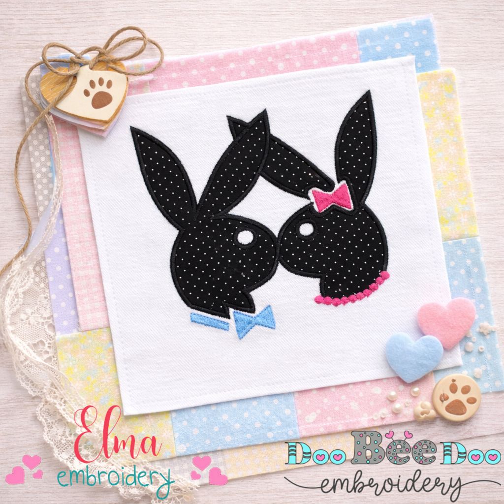 Bunny Couple - Appliqué - Machine Embroidery Design