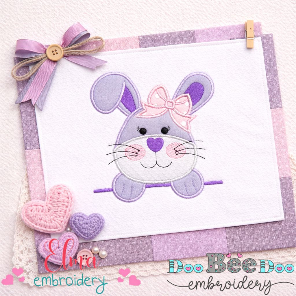 Easter Bunny Face Girl – Appliqué – Machine Embroidery Design