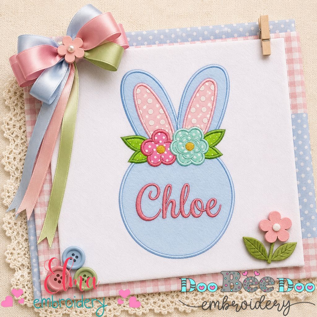 Bunny Silhouette Flowers - Appliqué – Machine Embroidery Design