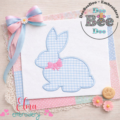 Sweet Bunny Silhouette Bow - Appliqué - Machine Embroidery Design