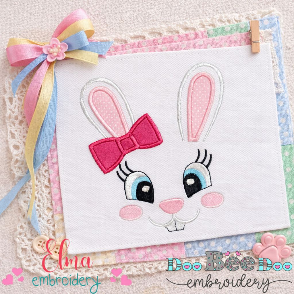 Bunny Girl Face - Appliqué - Machine Embroidery Design