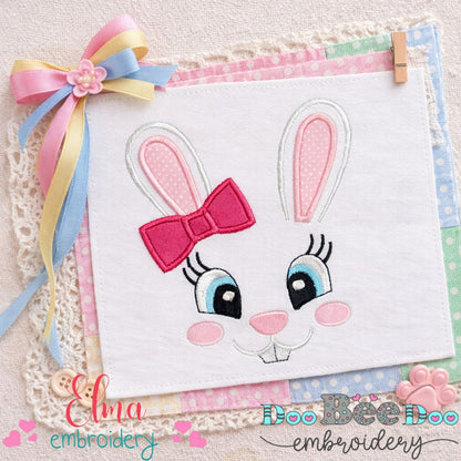 Bunny Girl Face - Appliqué - Machine Embroidery Design