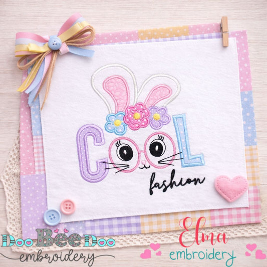 Cute Bunny Cool Fashion Glasses - Appliqué - Machine Embroidery Design