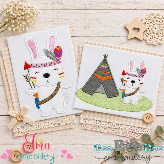 Boho Bunny Adventure Set – Appliqué – Machine Embroidery Design