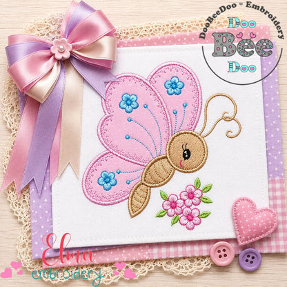 Sweet Floral Butterfly Garden – Appliqué – Machine Embroidery Design