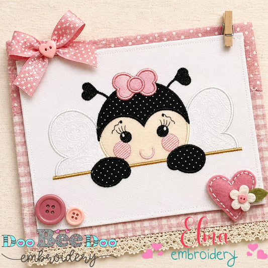 Sweet Peekaboo Butterfly Girl – Appliqué - Machine Embroidery Design