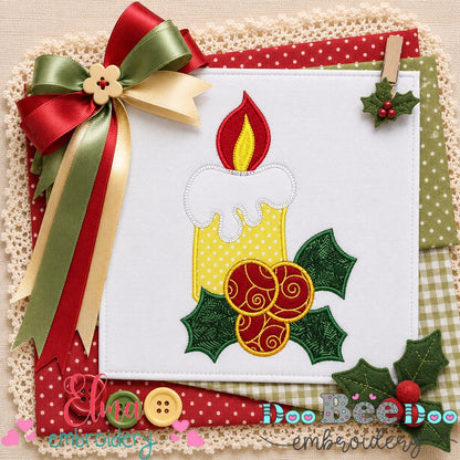Cozy Christmas Candle - Appliqué - Machine Embroidery Design