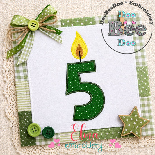 Birthday Candle Number Five - Appliqué – Machine Embroidery Design