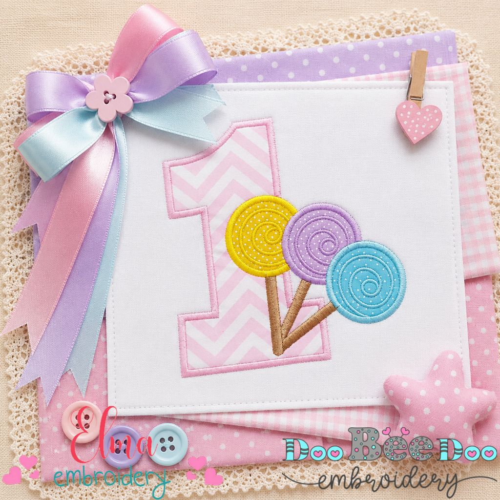 Sweet Candy Number One - Applique - Machine Embroidery Design