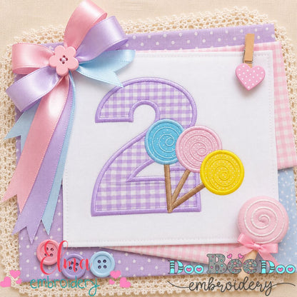 Sweet Candy Number Two - Applique - Machine Embroidery Design