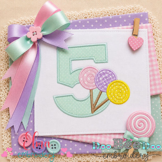 Sweet Candy Five - Appliqué - Machine Embroidery Design