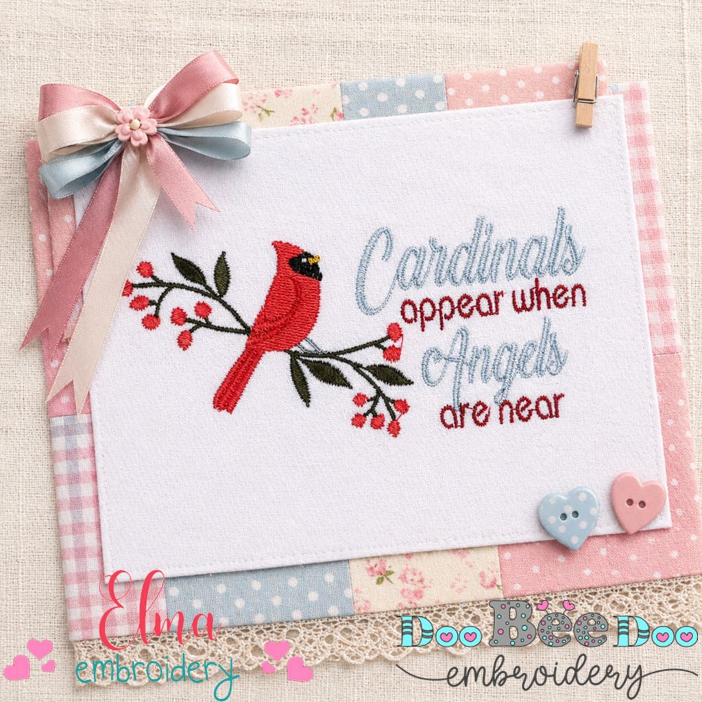 Cardinal Winter Blessings Quote – Fill Stitch – Machine Embroidery Design