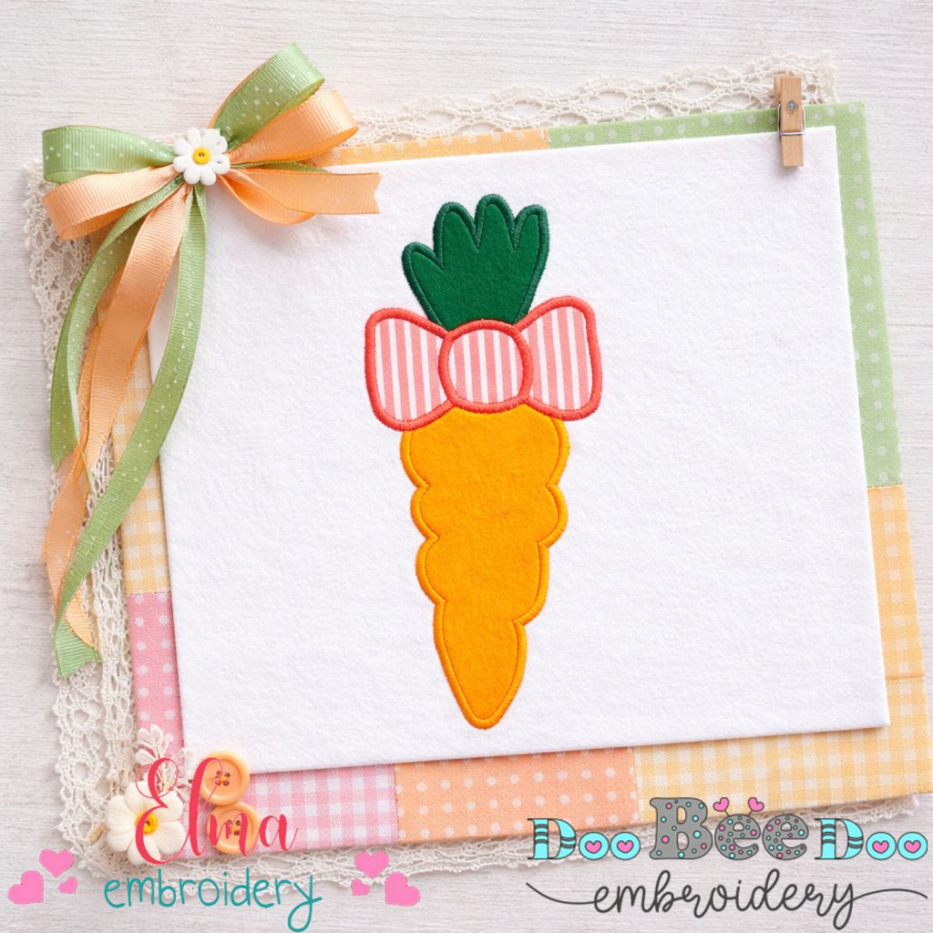 Sweet Carrot with Bow – Appliqué – Machine Embroidery Design