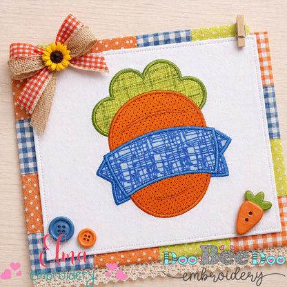Cute Carrot with Banner Frame – Appliqué - Machine Embroidery Design